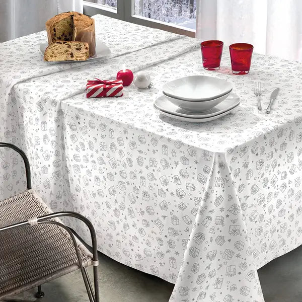 Tovaglia Rettangolare Natale In Tavola Glitter Gift Rosso