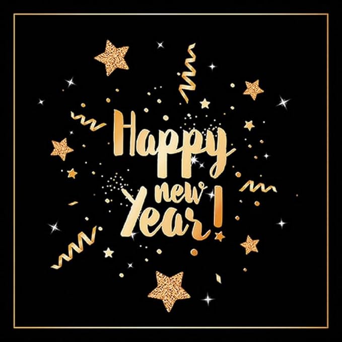 Tovaglioli New Year Glitter Black