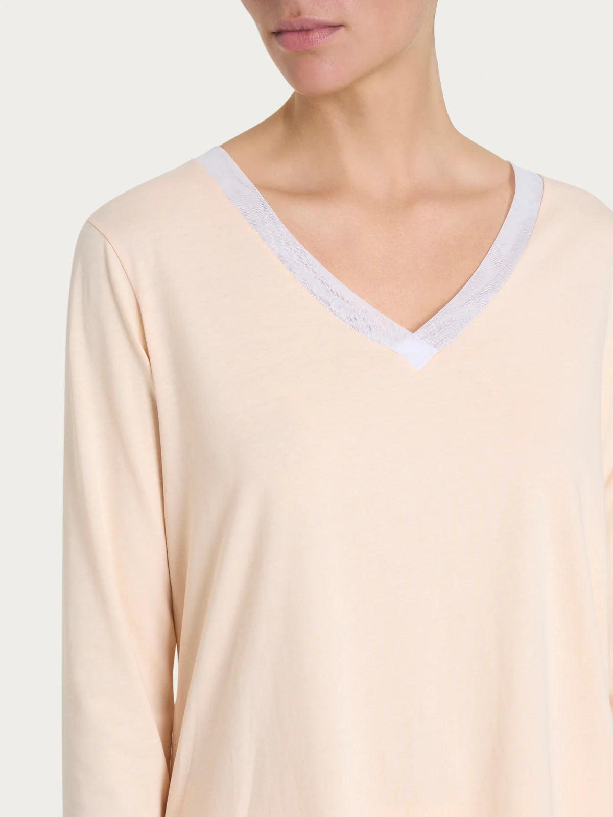 Pigiama Lungo Tinta Unita Scollo a V Jersey di Cotone DP26N2