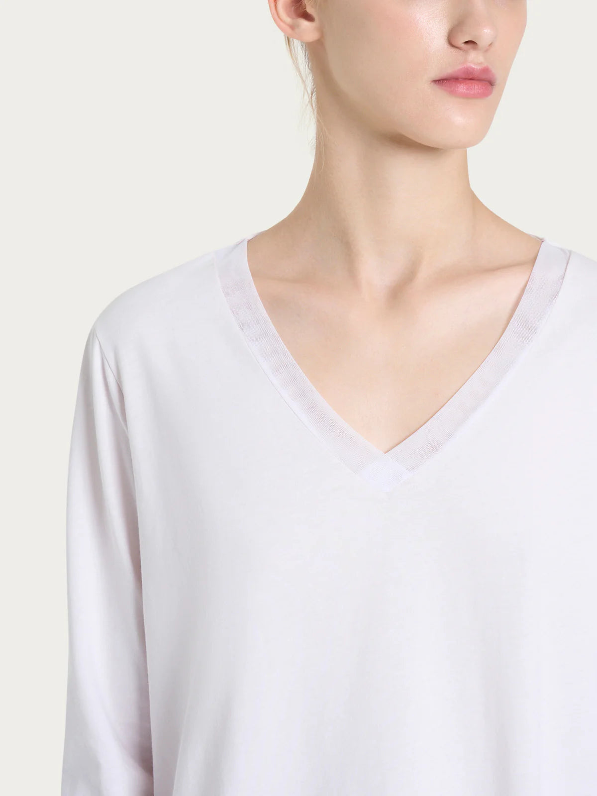 Pigiama Lungo Tinta Unita Scollo a V Jersey di Cotone DP26N2