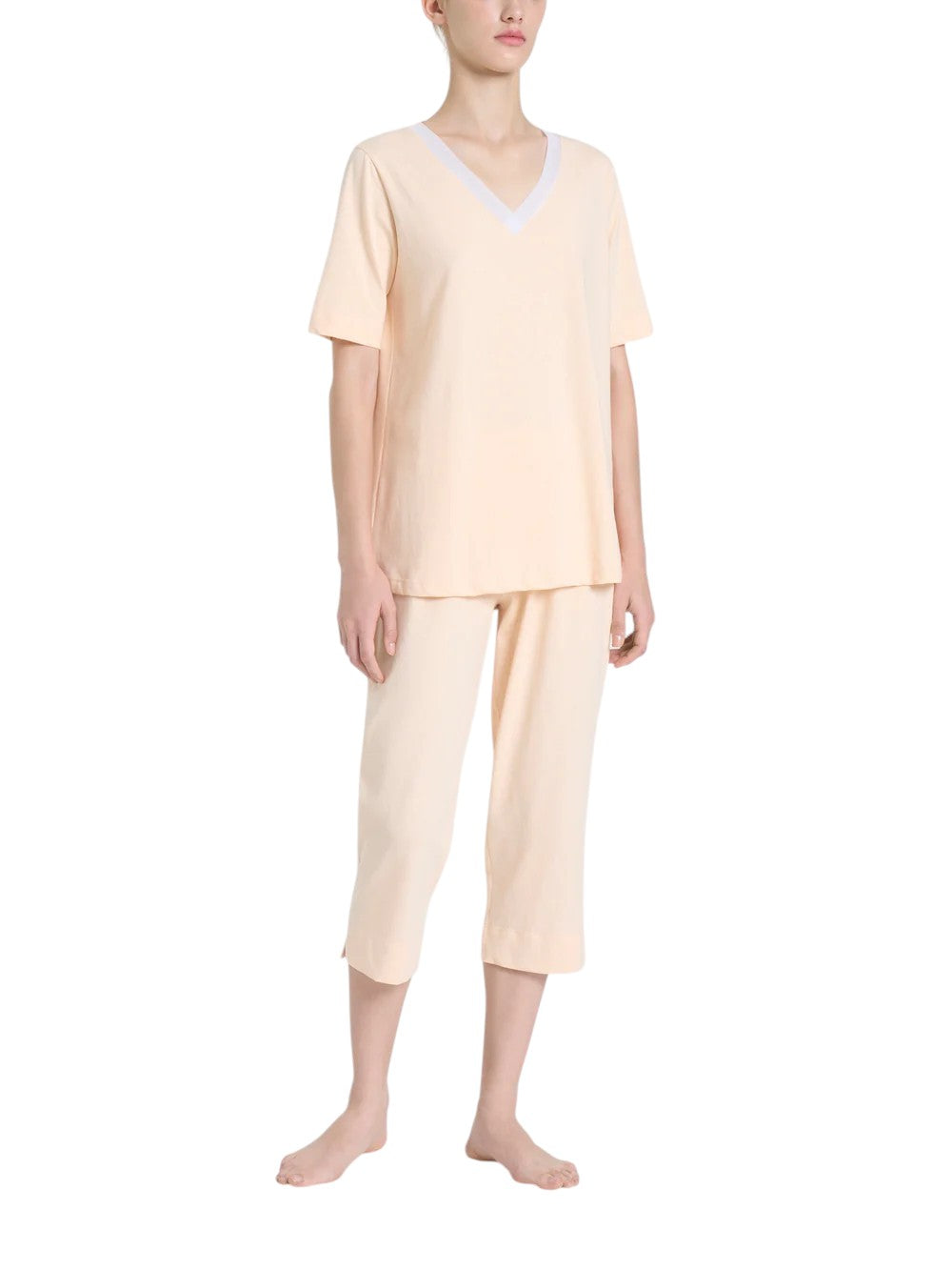Pigiama Corto Scollo a V Jersey di Cotone DP26NB