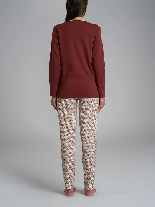 Pigiama Caldo Scollo a Goccia Interlock di Cotone DR56N1