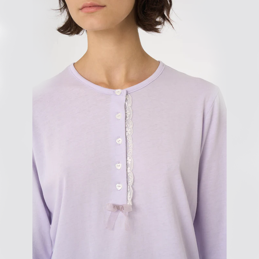 Pigiama Lungo Serafino Jersey di Cotone DG23N1 Agata