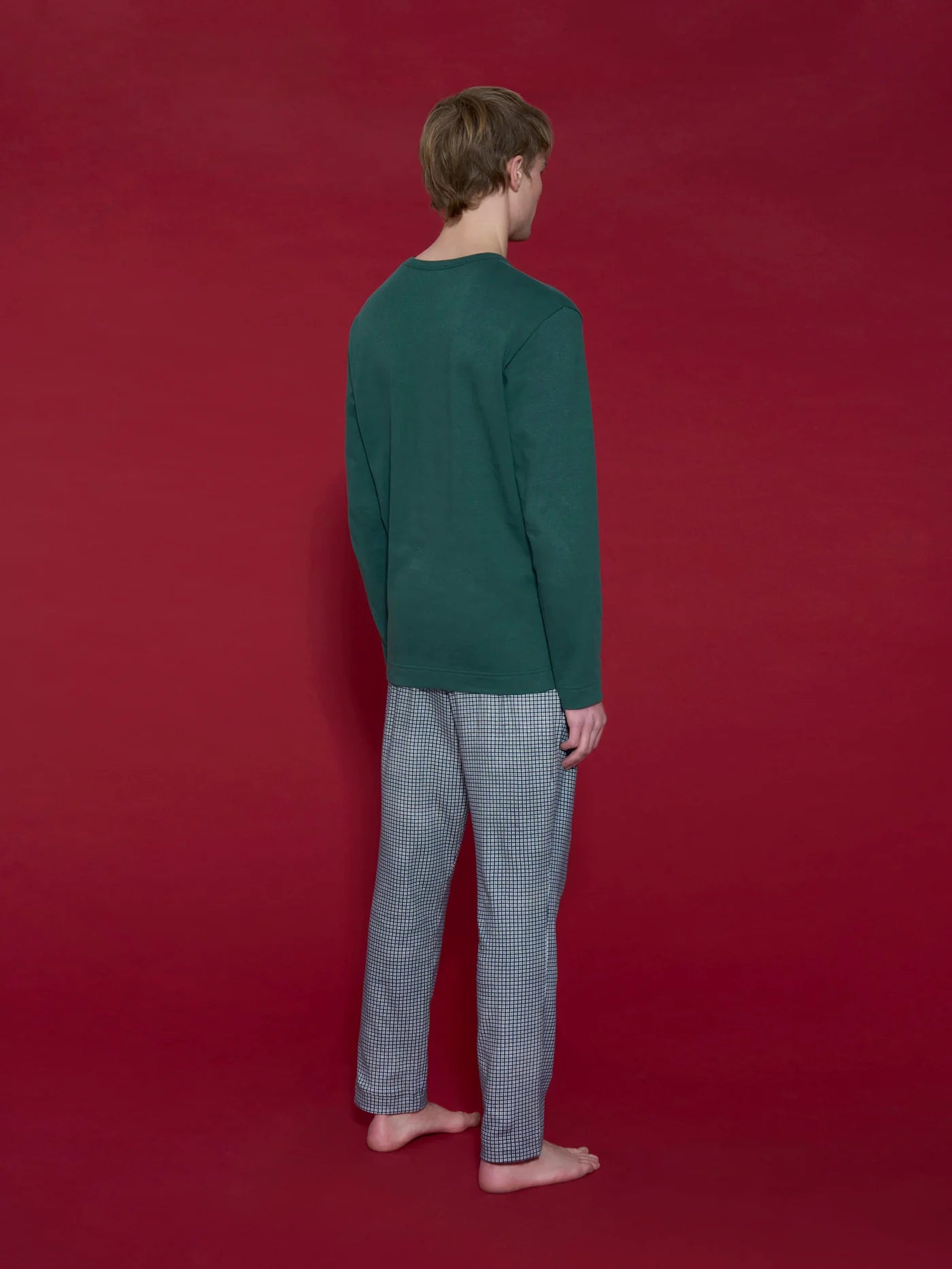 Pigiama Girocollo Caldo Cotone U838NQ Bistro Green