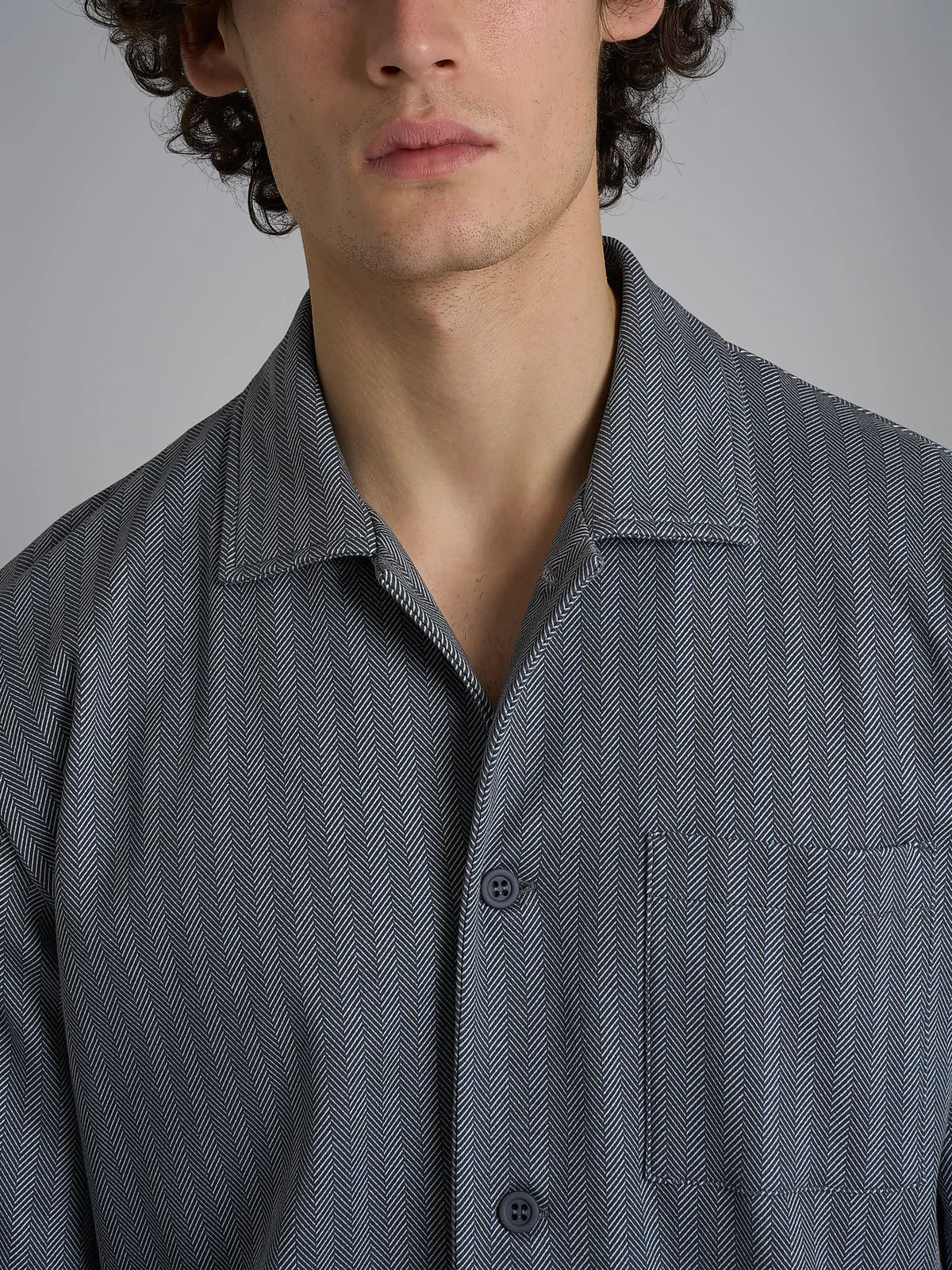 Pigiama Lungo Aperto Spigato Interlock di Cotone U961N7