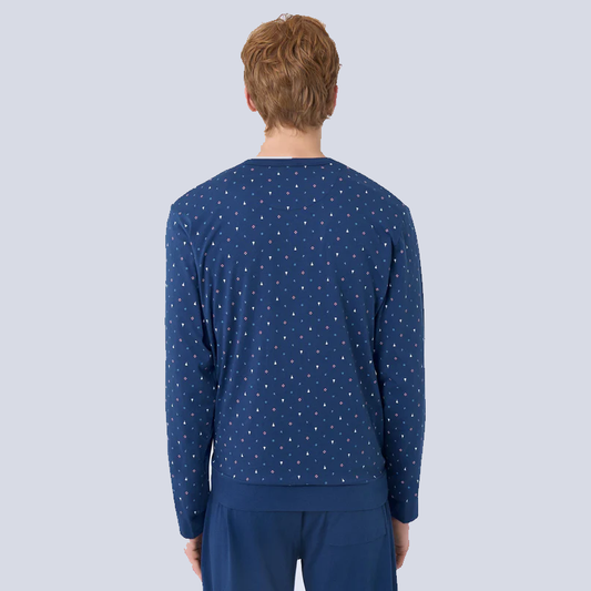 Pigiama Lungo a Serafino Jersey di Cotone U644N1 Egeo