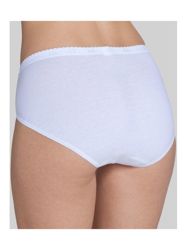 Slip da donna in cotone bianco con bordo in pizzo