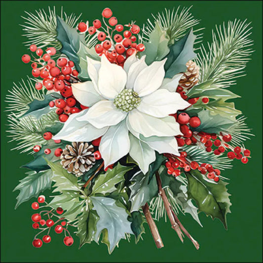 Tovaglioli Poinsettia Bouquet Green