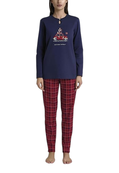 Pigiama Caldo Scollo a Goccia Interlock di Cotone DR56N1