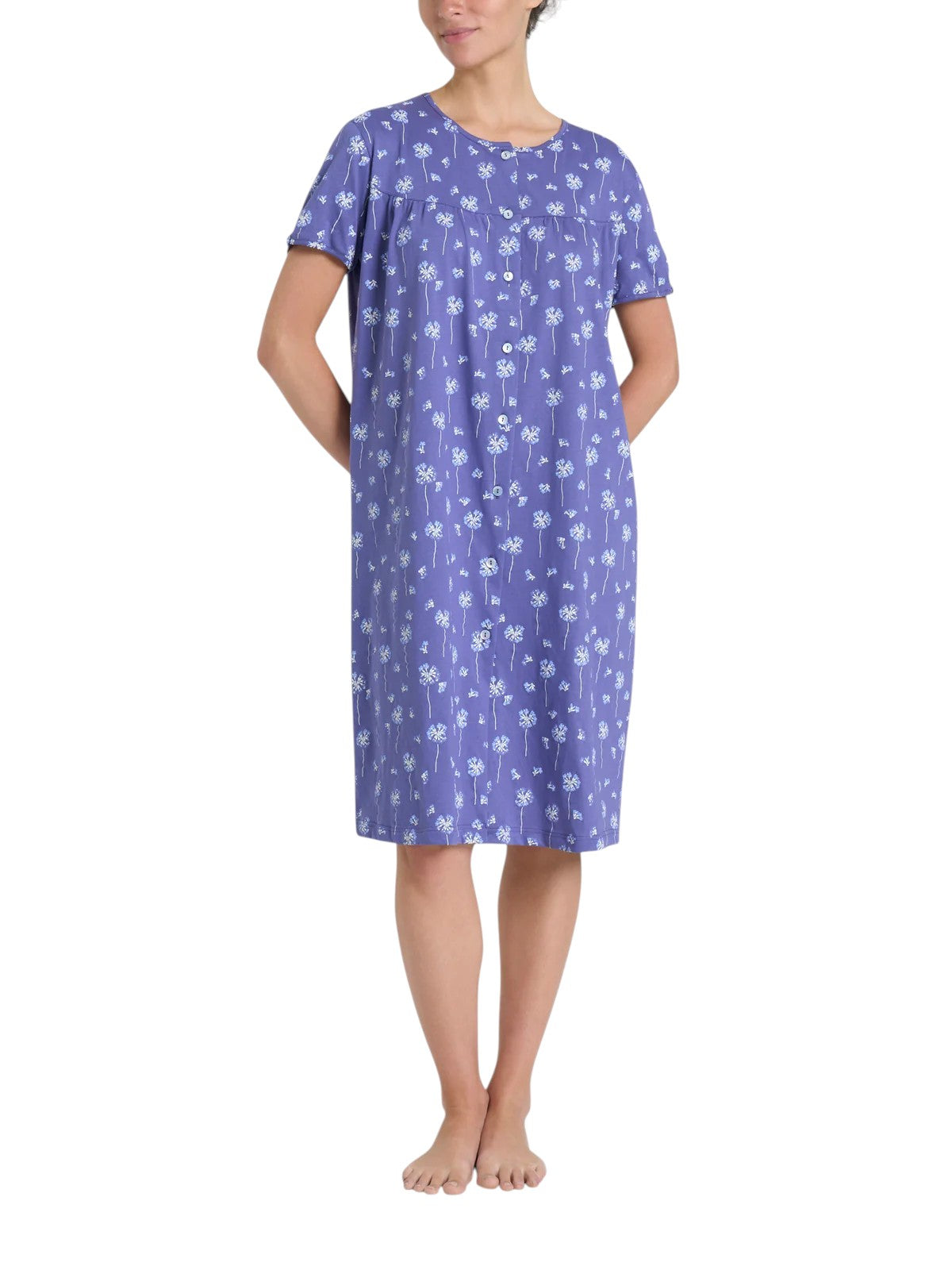 Camicia da Notte Aperta con Arricciatura in Jersey di Cotone DP32NO-M