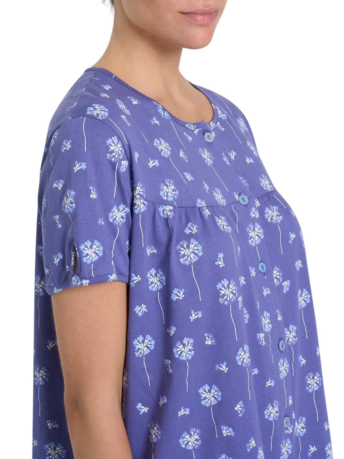 Camicia da Notte Aperta con Arricciatura in Jersey di Cotone DP32NO-M