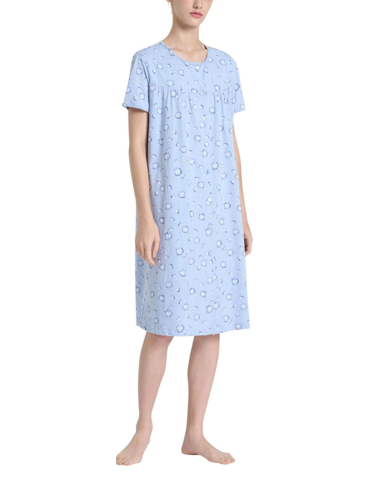 Camicia da Notte Aperta con Arricciatura in Jersey di Cotone DP32NO-M