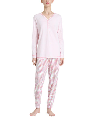 Pigiama Lungo Scollo Serafino Jersey di Cotone DQ12N1