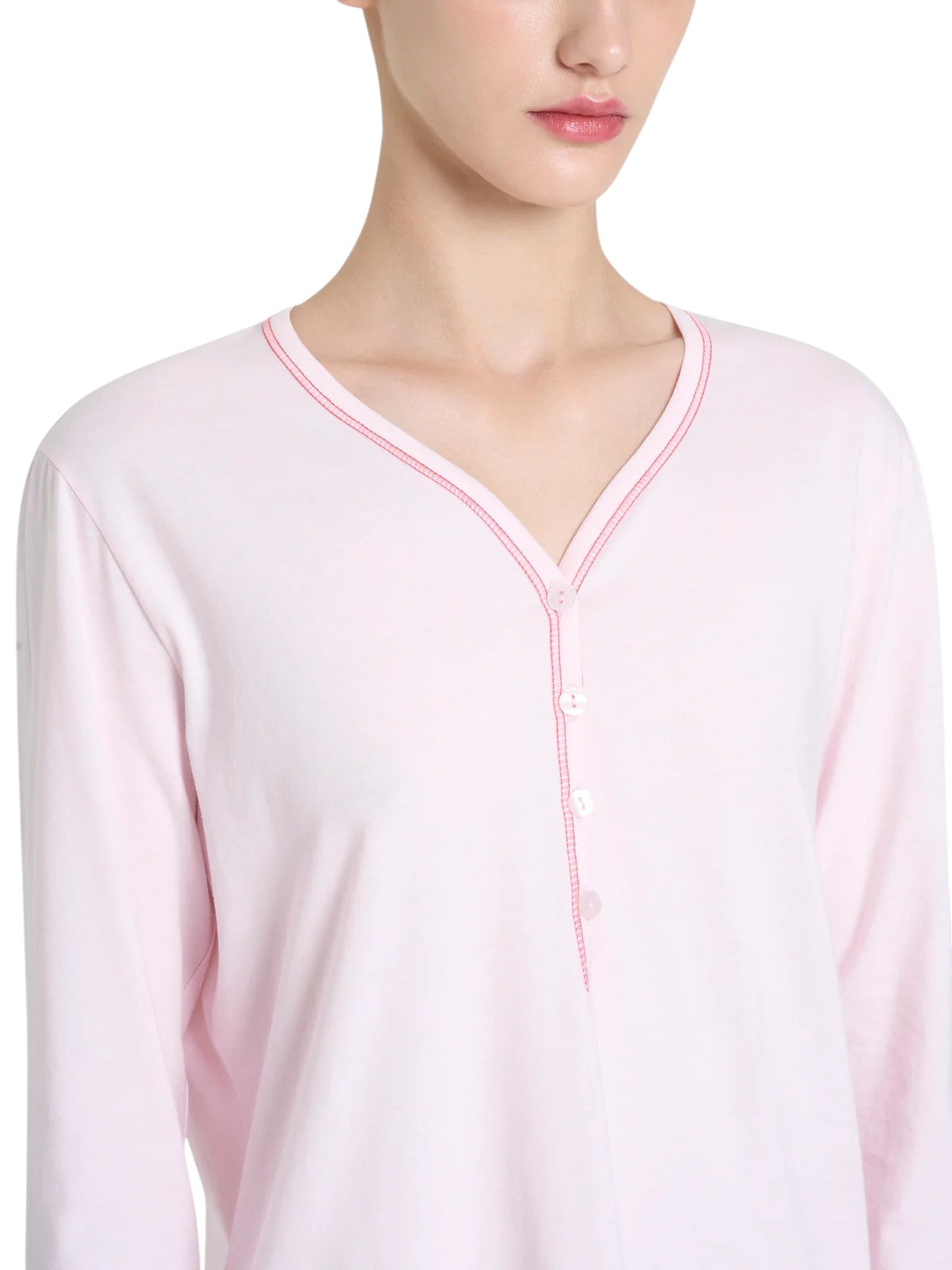 Pigiama Lungo Scollo Serafino Jersey di Cotone DQ12N1