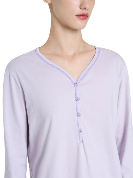 Pigiama Lungo Scollo Serafino Jersey di Cotone DQ12N1