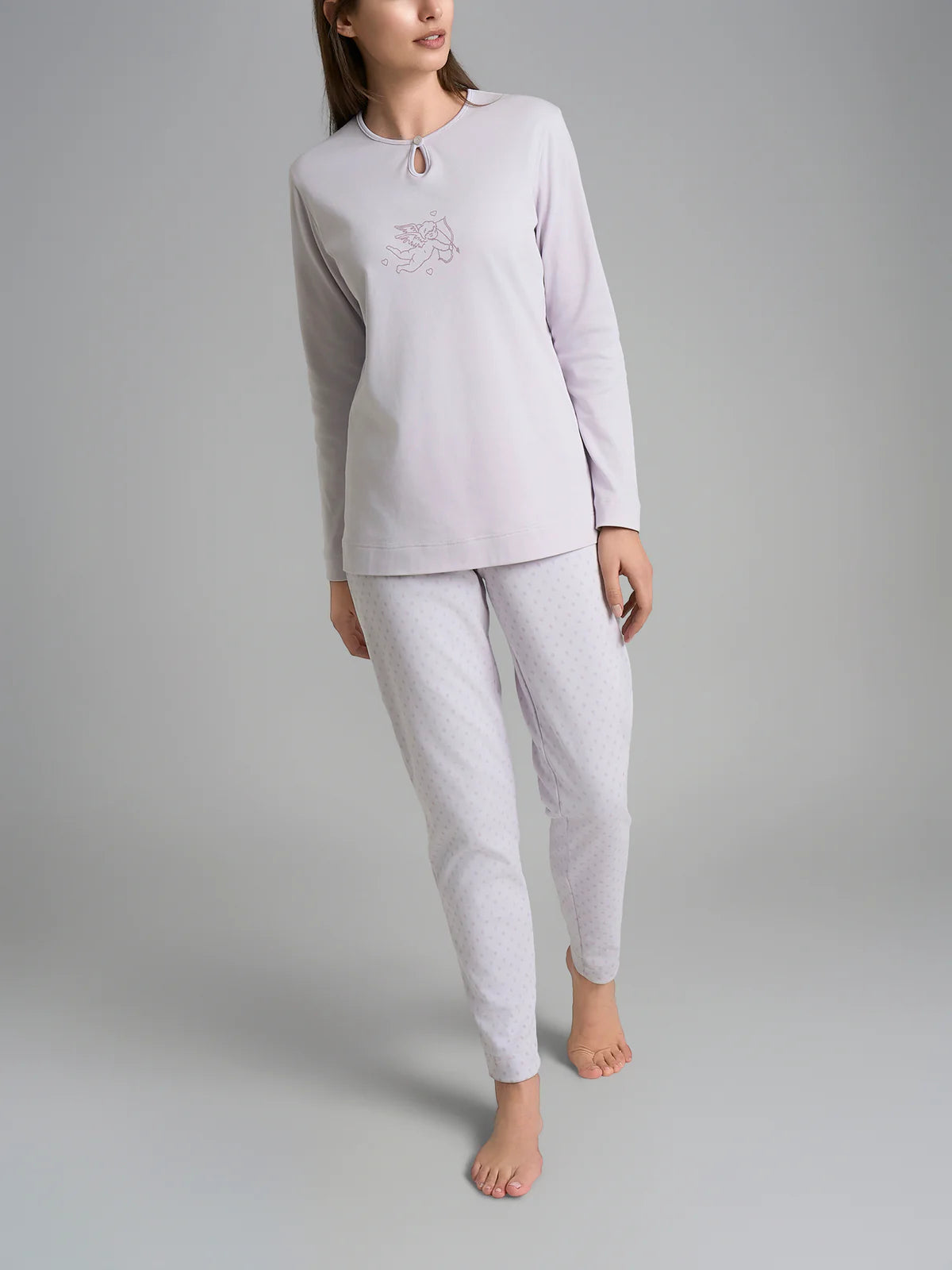 Pigiama Caldo Scollo a Goccia Interlock di Cotone DR56N1