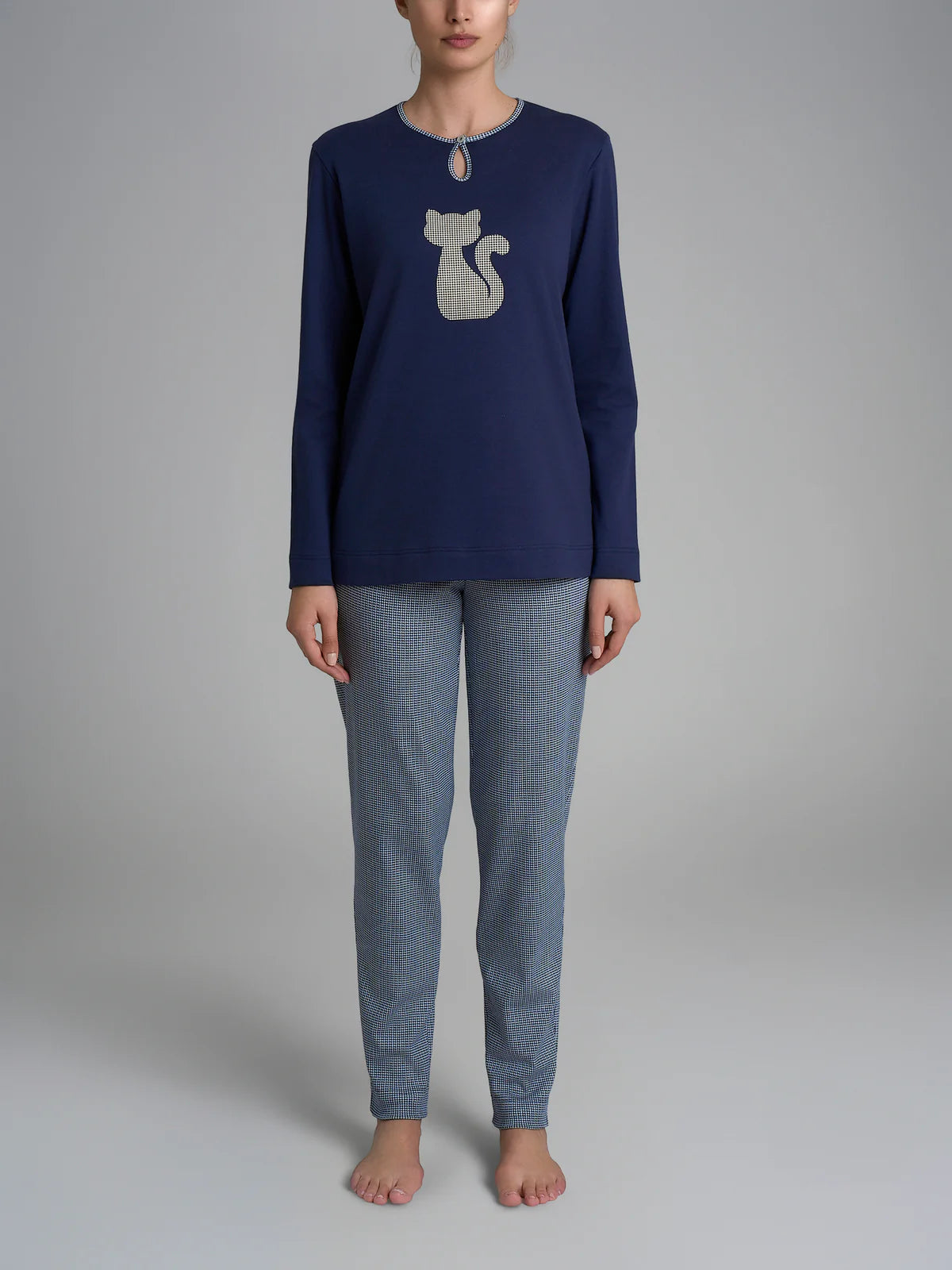 Pigiama Caldo Scollo a Goccia Interlock di Cotone DR56N1