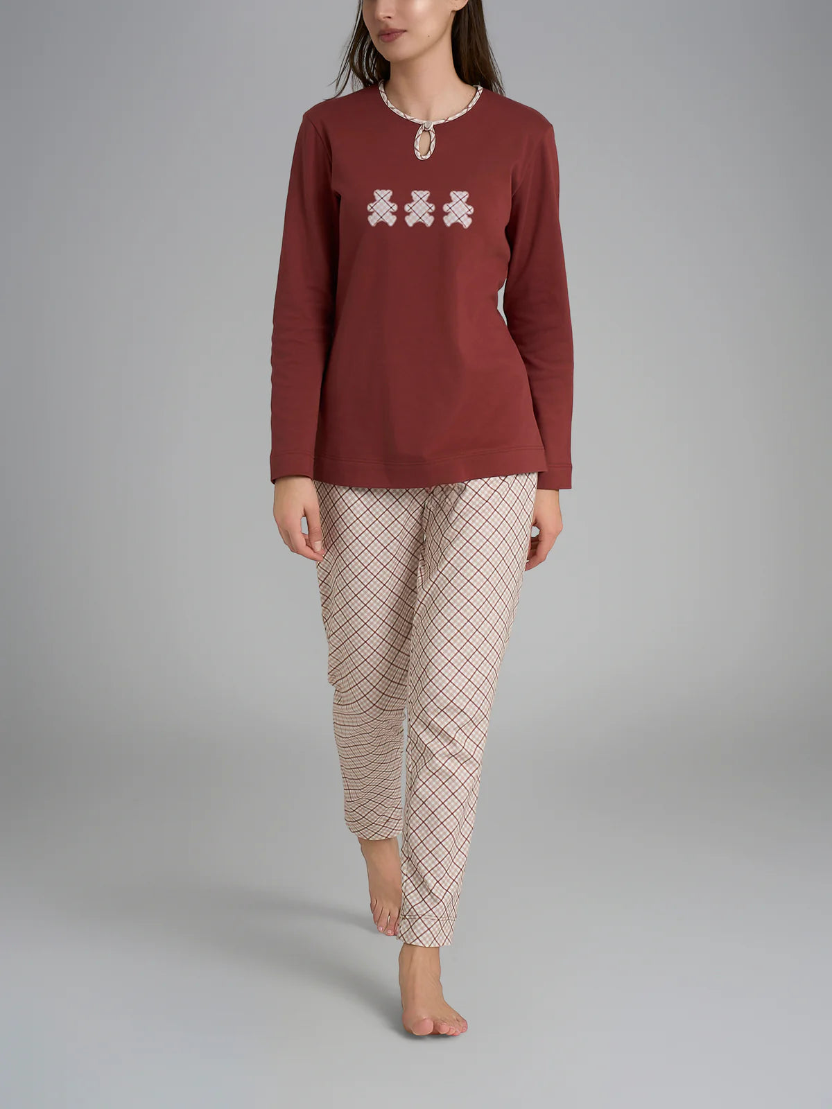 Pigiama Caldo Scollo a Goccia Interlock di Cotone DR56N1