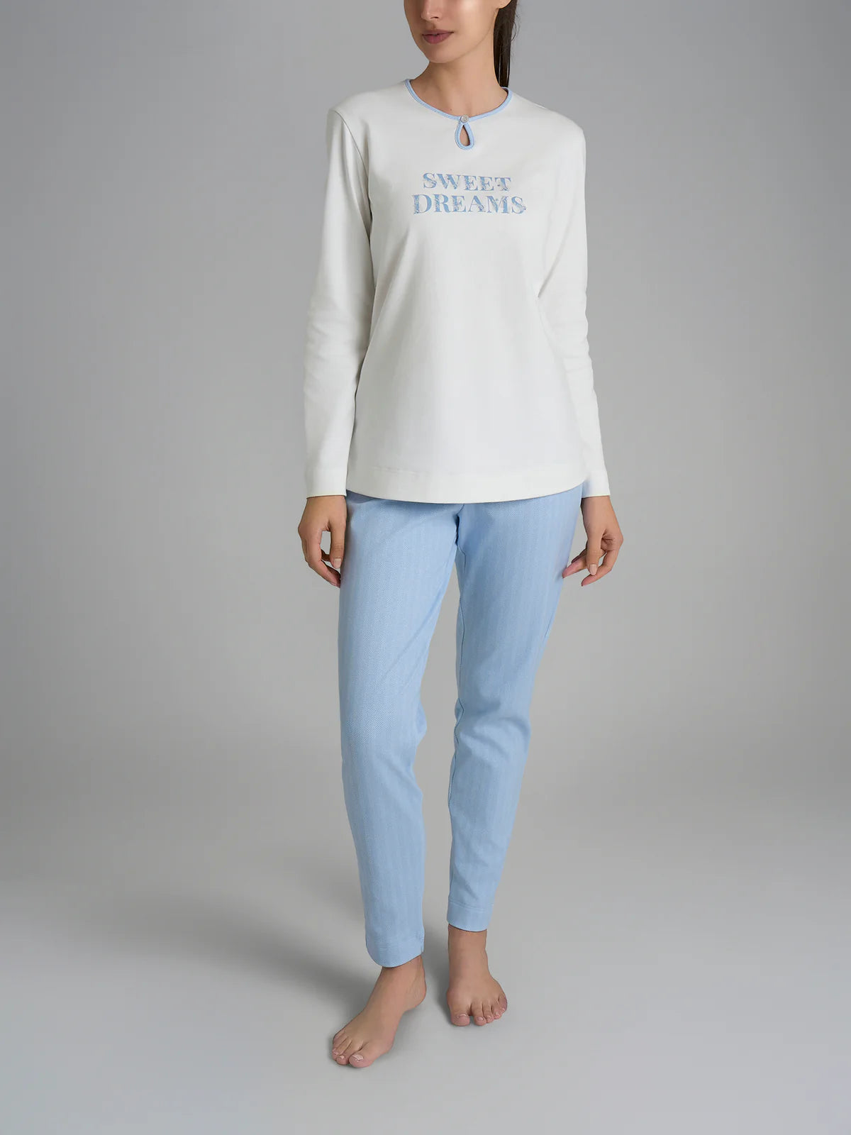 Pigiama Caldo Scollo a Goccia Interlock di Cotone DR56N1