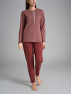 Pigiama Caldo Serafino con Pizzo Interlock di Cotone DR67N1