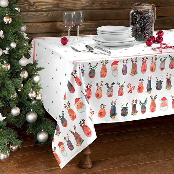 Tovaglia Rettangolare Natale In Tavola Blitzen