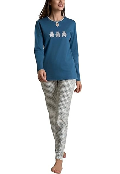 Pigiama Caldo Scollo a Goccia Interlock di Cotone DR56N1