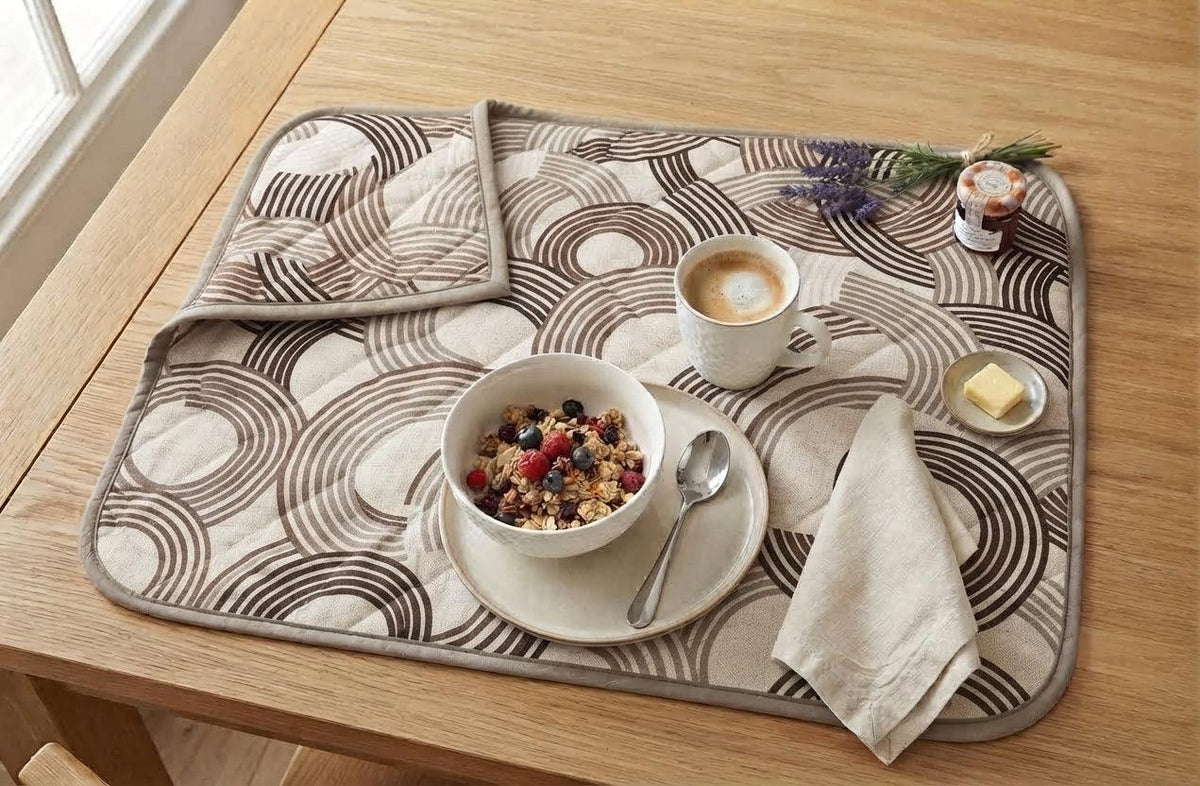 Set colazione Panama in cotone | Tovaglietta e tovagliolo