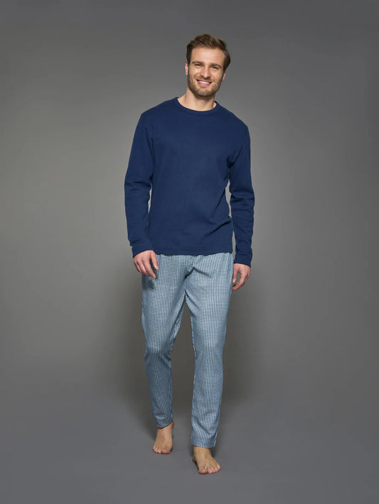 Pigiama Girocollo Caldo Cotone U838NQ Navy Blazer