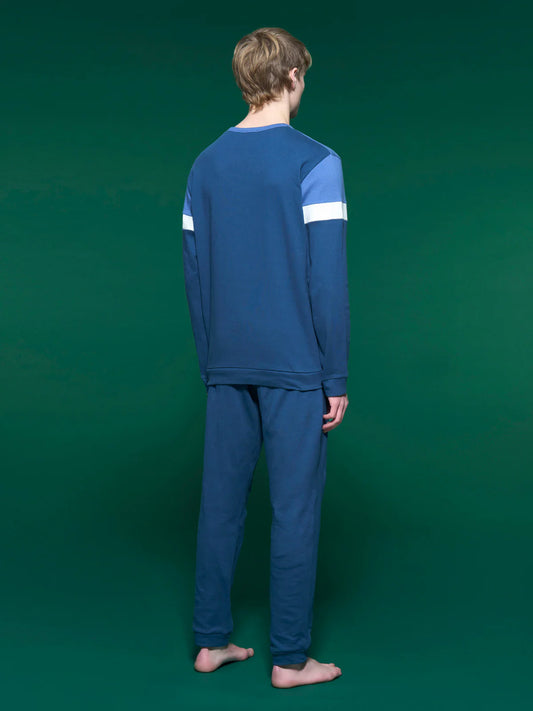Pigiama Serafino Caldo Cotone U843N1 Bijou Blue
