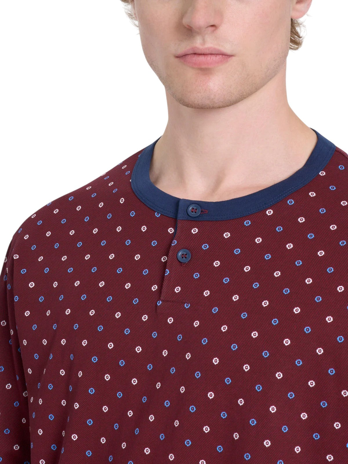 Pigiama Serafino Stile Cravattier in Jersey di Cotone U887N1