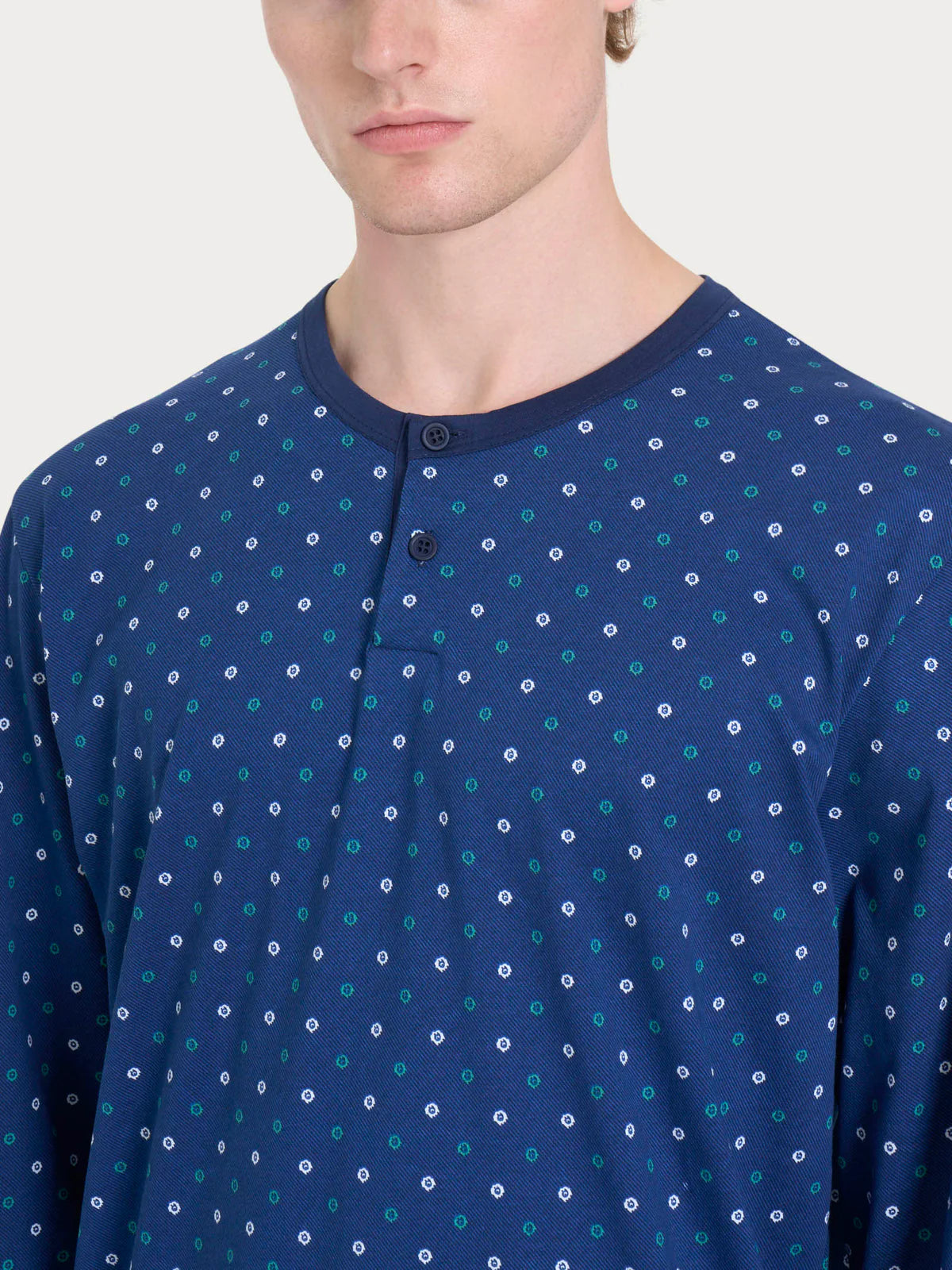 Pigiama Serafino Stile Cravattier in Jersey di Cotone U887N1