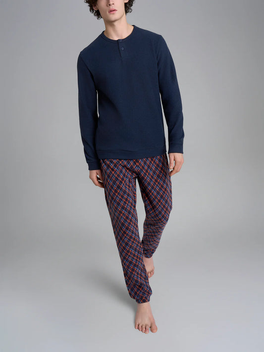 Pigiama Uomo Serafino Cotton Eco Pile Tartan U987N1