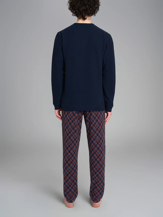 Pigiama Uomo Serafino Cotton Eco Pile Tartan U987N1