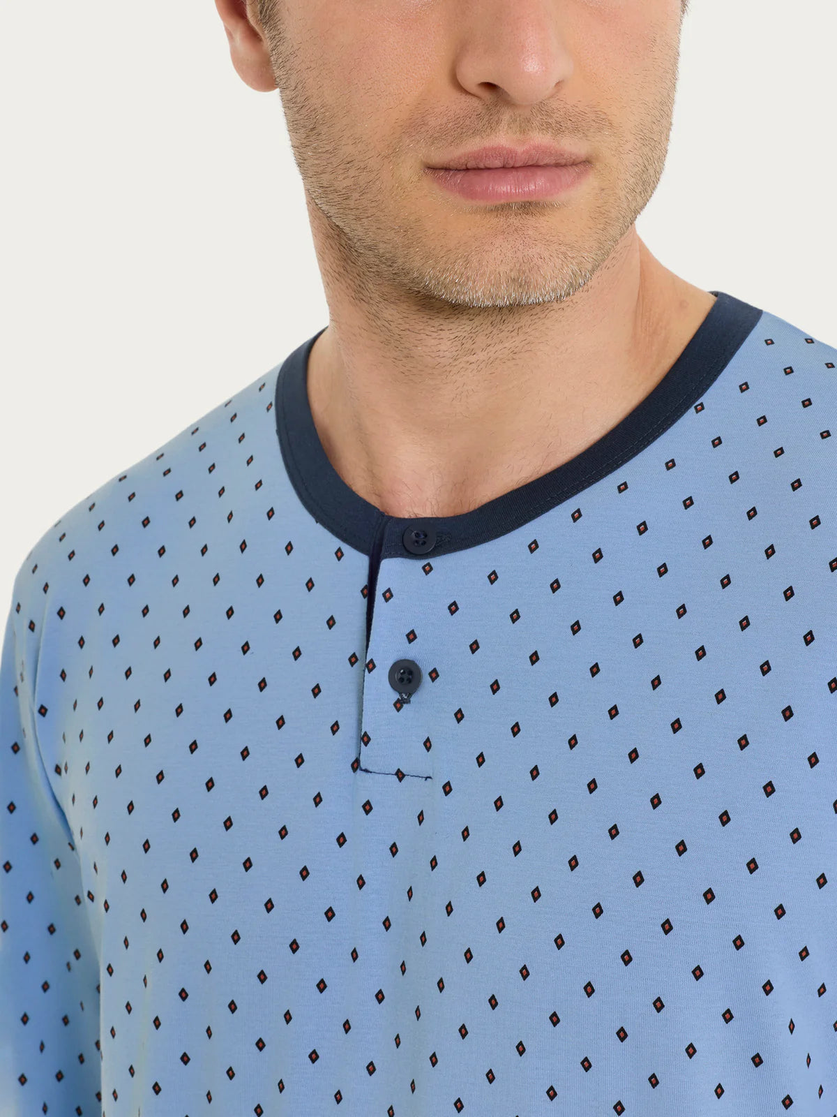 Pigiama Uomo Lungo Serafino Jersey di Cotone UA23N1