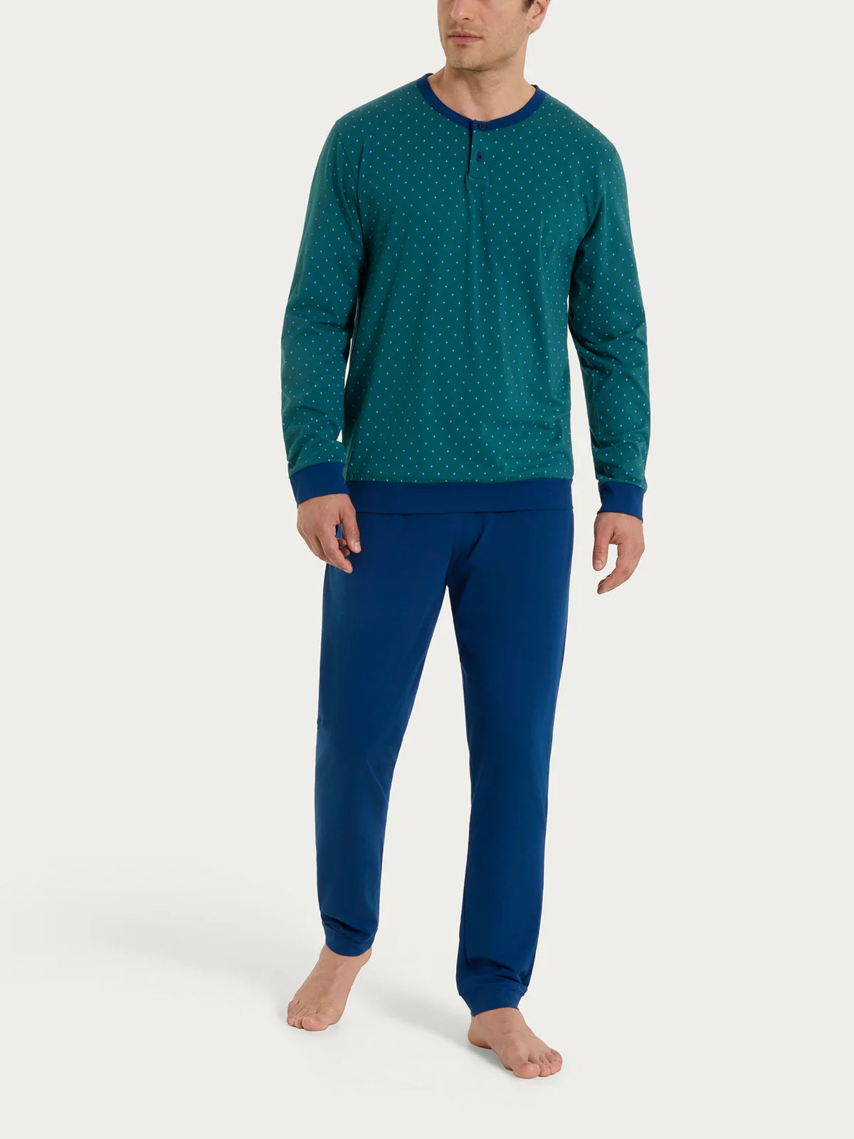 Pigiama Uomo Lungo Serafino Jersey di Cotone UA23N1