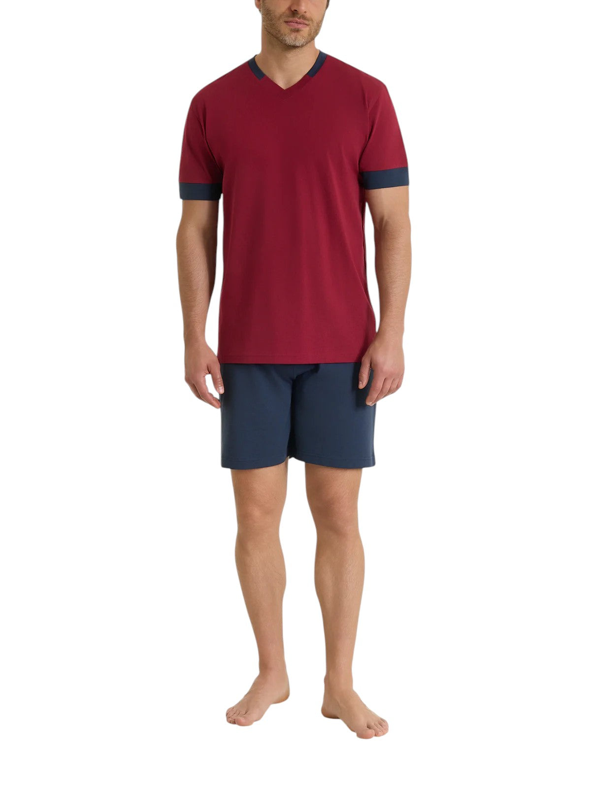 Pigiama Corto Scollo a V Jersey di Cotone UA42NE