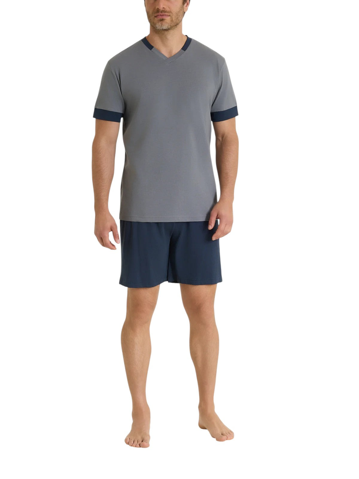 Pigiama Corto Scollo a V Jersey di Cotone UA42NE