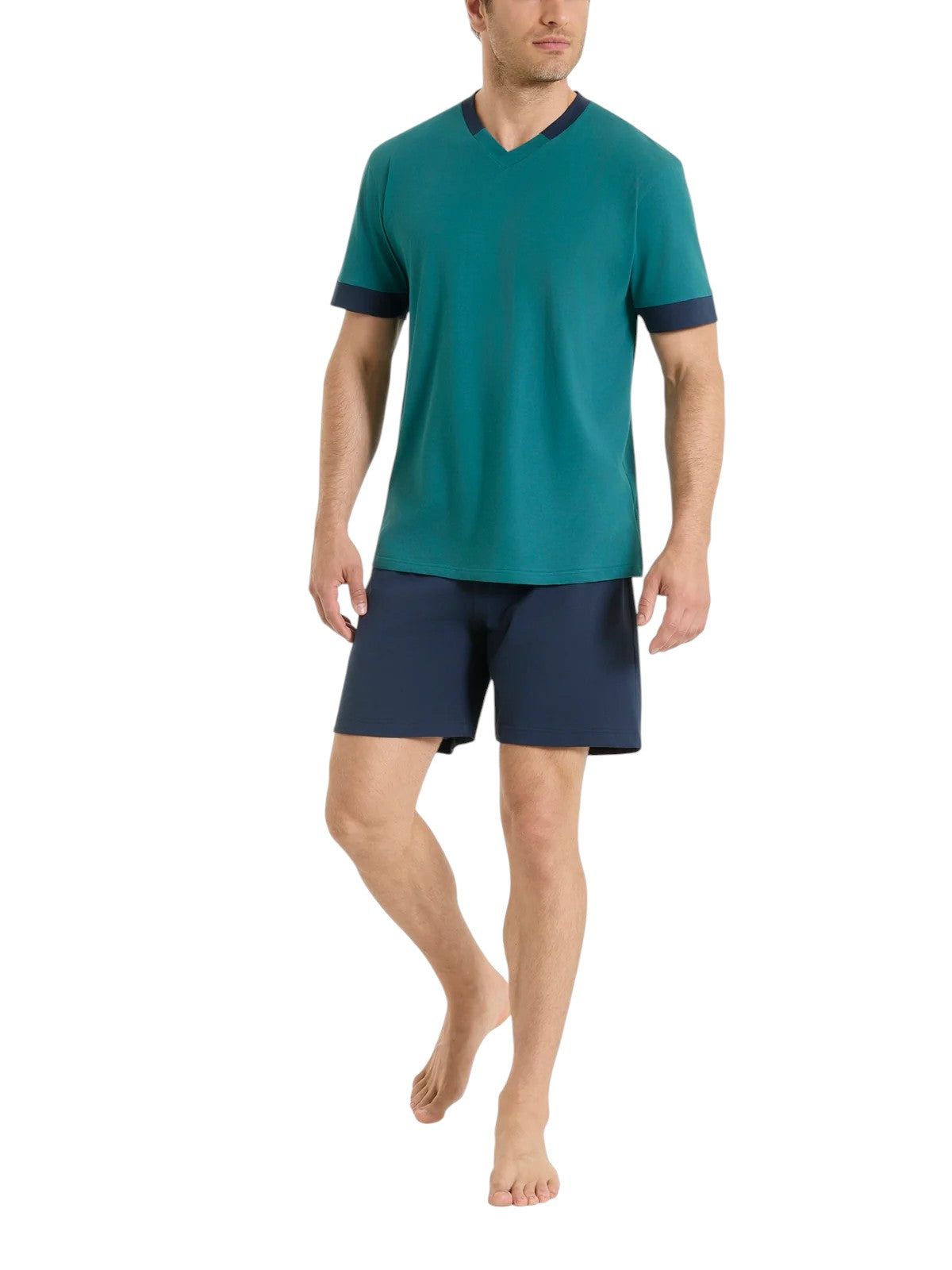 Pigiama Corto Scollo a V Jersey di Cotone UA42NE