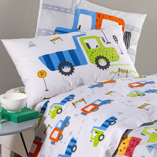 Completo Lenzuolo KIDS City Car Grigio