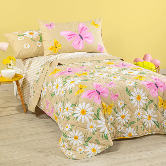 Copriletto Trapuntato Kids Margherite Naturale