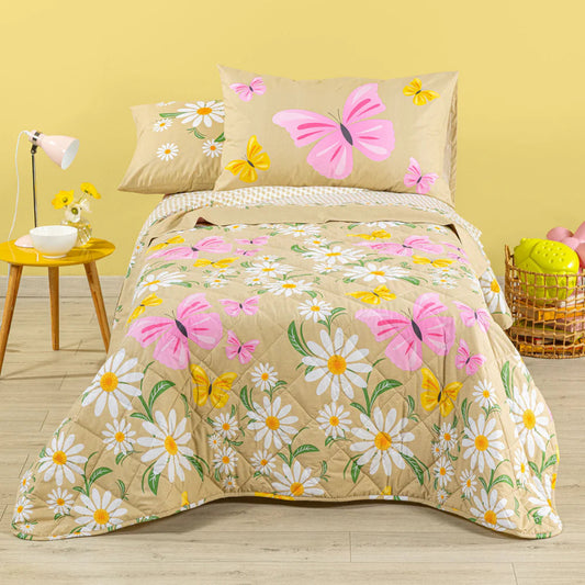 Copriletto Trapuntato Kids Margherite Naturale