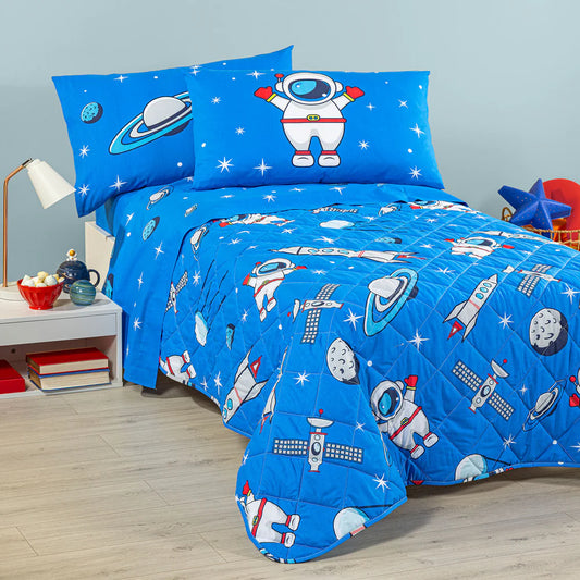 Copriletto Trapuntato Kids Spazio Blu