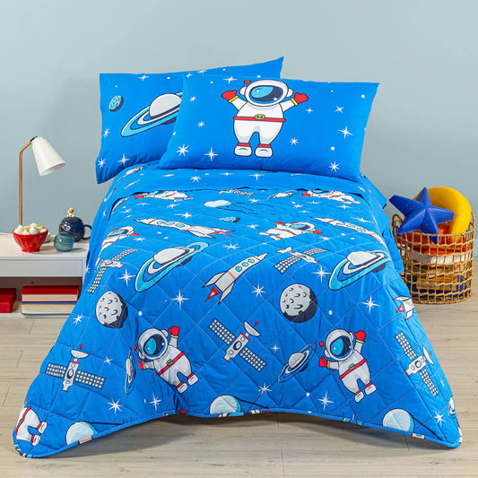 Copriletto Trapuntato Kids Spazio Blu