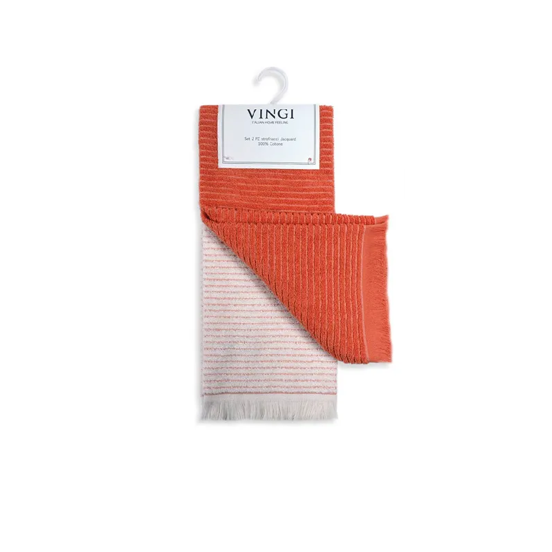set 2 strofinacci colored microspugna arancio vingi.jpg):
Set 2 strofinacci da cucina Vingi in microspugna di puro cotone jacquard colore arancione