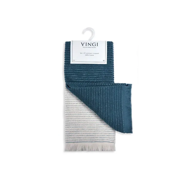 set 2 strofinacci colored microspugna blu vingi.png):
Set 2 strofinacci da cucina Vingi in microspugna di puro cotone jacquard colore blu ottanio