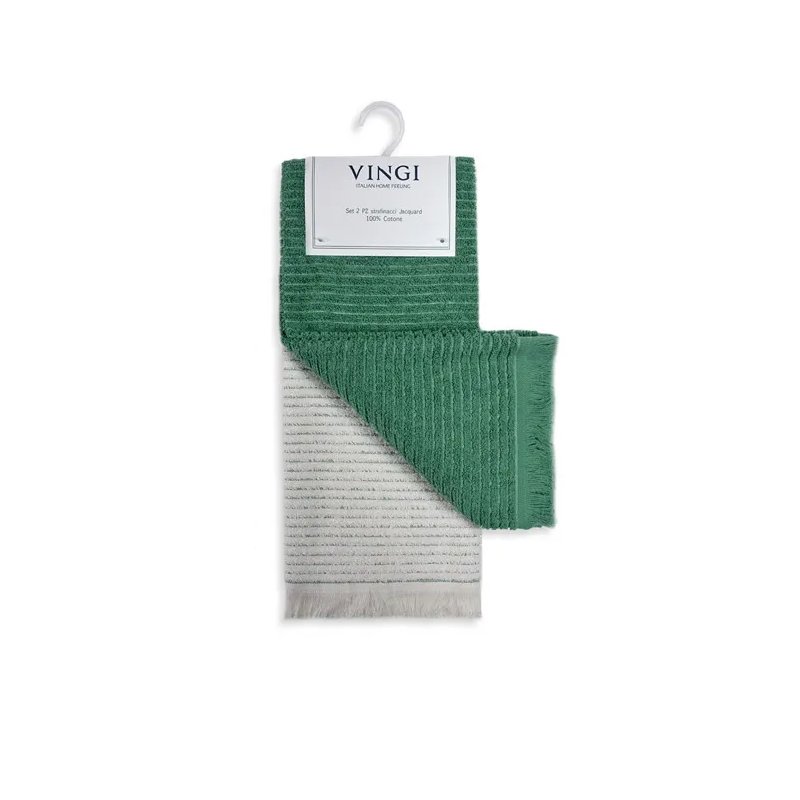set 2 strofinacci colored microspugna verde vingi.png):
Set 2 strofinacci da cucina Vingi in microspugna di puro cotone jacquard colore verde