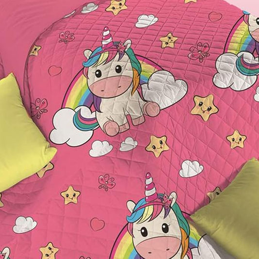 Copriletto Trapuntato Una Piazza Unicorno