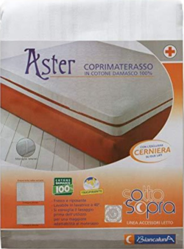 BIANCALUNAFoderaCoprimaterassoAsterdamascoinpurocotoneRigataconCerniera - G home casa