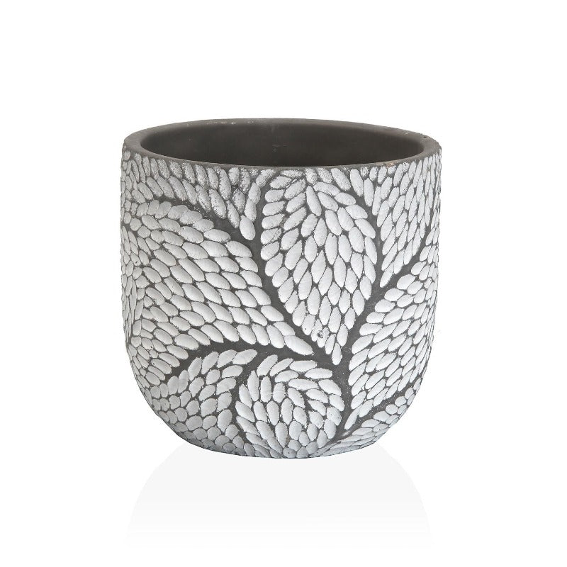 Vaso Ceramica White Leaves