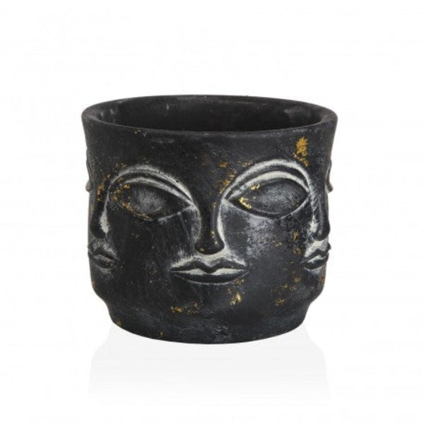 Vaso Ceramica Face Black